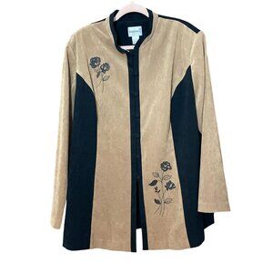 Fashion Bug Brown Black Suede Blazer Jacket Size 20